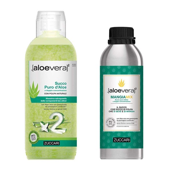 ZUCCARI Aloevera2 - Succo Puro D'Aloe 2Litri + Mangiamix 1 Litro
