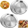 ORFCP 4 Stainless Steel Round Tableware, Stainless Steel Plate Camping,