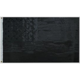 Trade Winds 3X5 USA American All Black 3'x5' Heavy Duty 300D Nylon Embroidered Flag Banner
