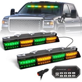 Emergency Dash Strobe Lights 48W 48-LED Blue/White Hazard Warning Light Bar for OLIVER Trucks & VehiclesLight Color: Green/amber, Rated Power: 48, Beam Angle: Spot