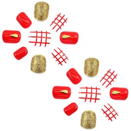 O2 Salon 5635A Full Cover Graphic Design Acrylic Fake False Nails Art Tips for Nail salon, Girls, Women, Bridal Wedding Dating Party (48 pcs/ 2 set)