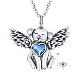 AOBOCO 925 Sterling Silver Dog Urn Necklace for Ashes 925 Sterling Silver Pet Cremation Keepsake Memorial Necklace Jewelry Gift for Women