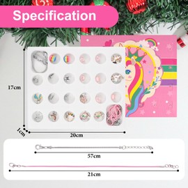 GODAYS Advent Calendar 2024 Kids Christmas Gifts 24 Days Countdown Calendar Blind Box Pink Unicorn Theme DIY Creative Charm Pendant Bracelet Necklace for Girls Boys (Unicorn)