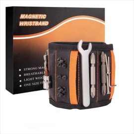 Magnetic Wristband for Tools - Heavy Duty, 15 Strong Magnets, Adjustable Strap Gift for Handymen, Builders, Woodworkers, DIY Lovers - Gifts for Dad, Husband, Tool Lovers