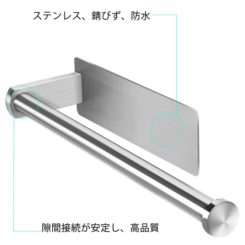 Wowfill Kitchen Paper Holder Magnet Stainless Steel Towel Bar Folding