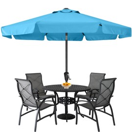 ABCCANOPY Patio Umbrella 9ft, Outdoor Table Umbrella with Push Button Tilt and Crank, 8 Ribs Umbrella for Patio Pool Garden Deck (Lake)