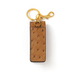 Cockatoo Snap-On Lipstick Holder Keychain, Genuine Leather Lipstick Case with Keychain, Chapstick Holder Keyring (Brown Sugar)