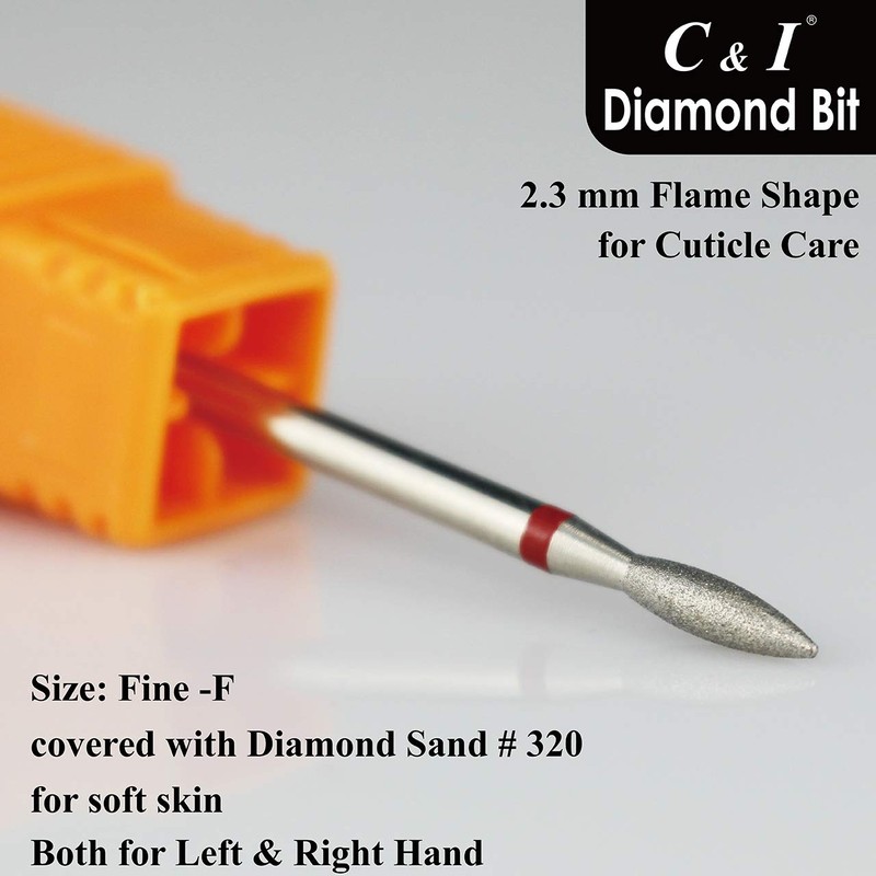 C & I Diamond Nail Drill Flame Shape E-File Professional