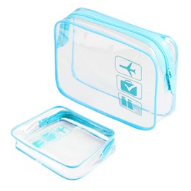 Transparent Cosmetic Bag, Waterproof Transparent Bag, Large Capacity, Travel Cosmetic Bag, 20 x 14 cm, Transparent Toiletry Bag, Suitable for Travel Business, Tripdaily, blue