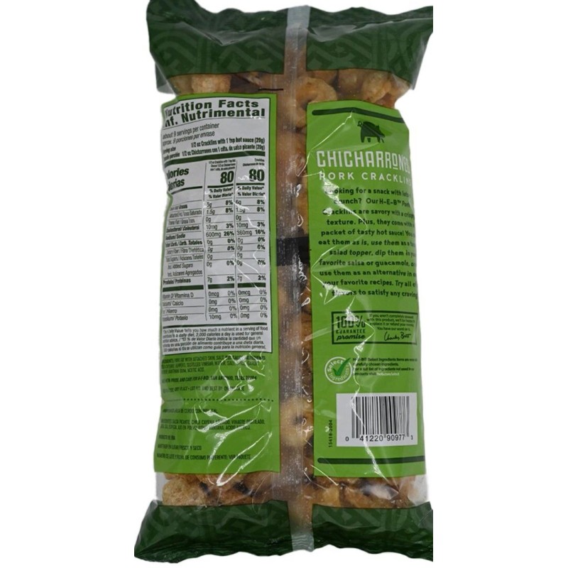 HEB 1 Bag H-E-B Deli Chicharrones Pork Cracklins Includes Hot