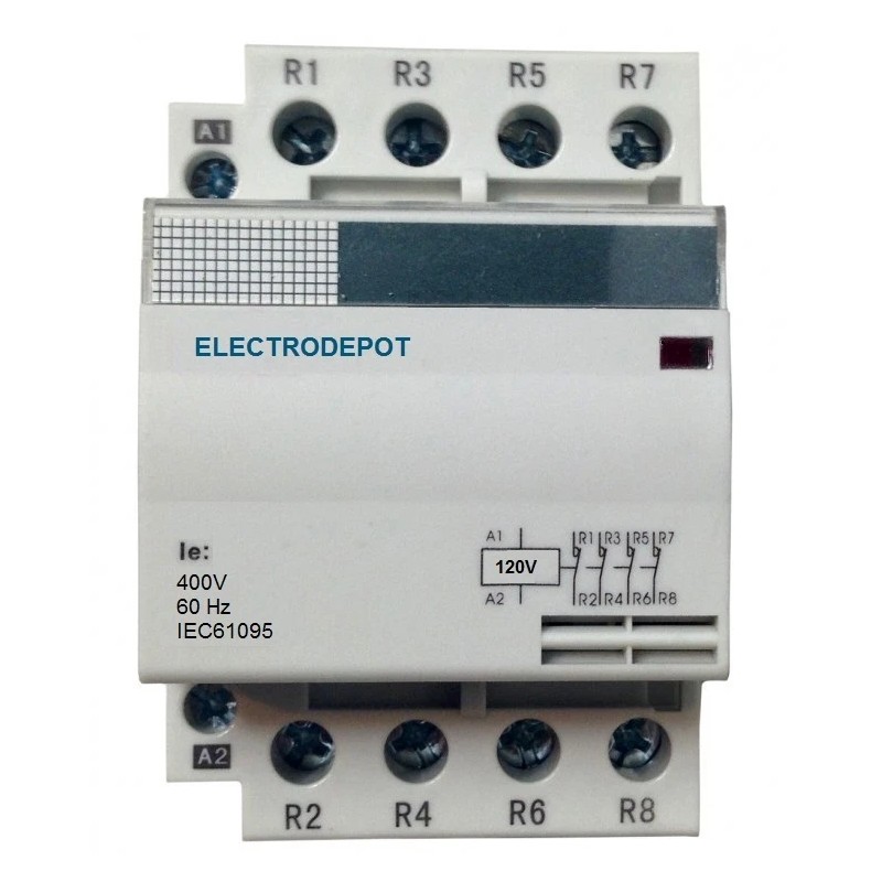 ELECTRODEPOT 4 Pole Lighting Contactor NO 40A, 110/120V coil, Enclosure,