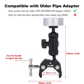 Starlink Mini Mount for RV Ladders/Guardrails, Adjustable Starlink Mini Clamp Mount, Starlink Mini Mounting Kit Starlink Mini Accessories for Pole, Tube, Pipe