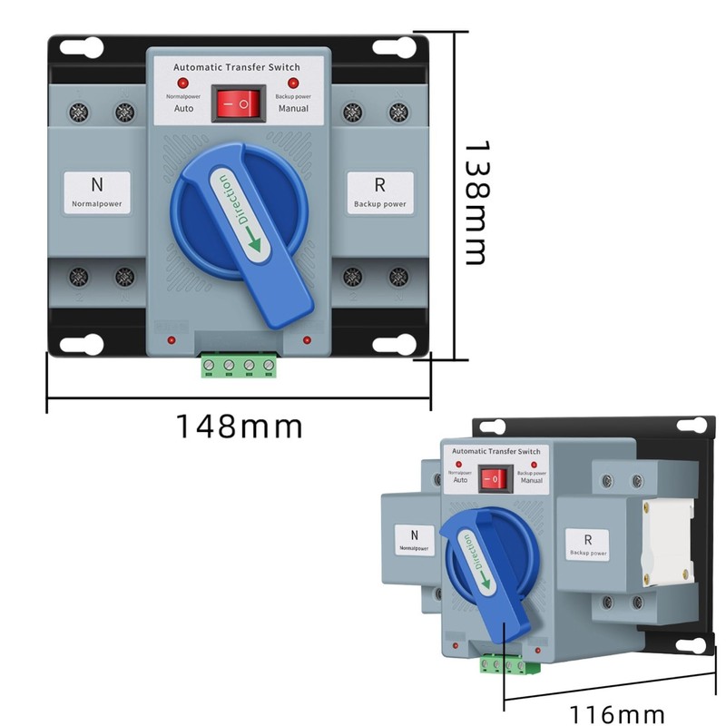 110V 63A 2P Dual Power Automatic Transfer Switch, 50/60Hz Dual