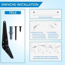 HEART ART Pack of 14 Shelf Brackets, Shelf Brackets, 20 cm, Black Heavy Duty Shelf Brackets, Floating Shelf Brackets, L Brackets, Metal Shelf Brackets for Wall