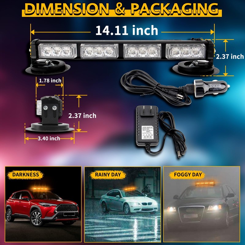 OPL5 Rechargeable Emergency Strobe Light,12 LED Rooftop Emergency Hazard Strobe
