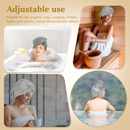 FwQoFvk Hair Drying Caps with Elastic Strap, Soft Absorbent Head Towel Cap, Comfortable Hair Drying Towel for Women Gym 60x100cm(Grey,1)