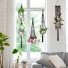 Mkono Macrame Plant Hangers, 5 Pack Different Tiers Indoor Hanging