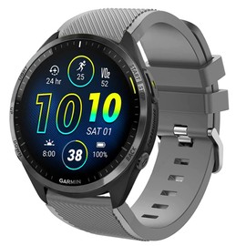 Lamshaw Compatible Garmin Forerunner 965 Bands, Classic Silicone Replacement Straps Compatible for Compatible for Garmin Forerunner 965 / Forerunner 265 46 MM Smartwatch (Gray)