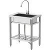 28"x20"x34" Stainless Steel Utility Sink, Freestanding Single Bowl with Hot