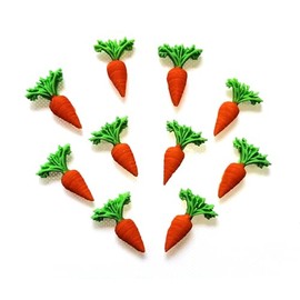 10 Handmade Edible Carrots, Celebration Cupcake Sugarpaste Decorations by Fairie Blessings