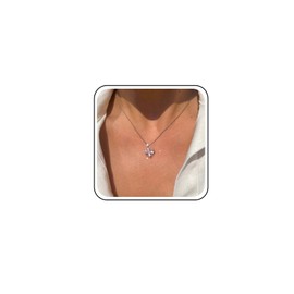 TseenYi Opal Butterfly Necklace Silver Hollow Butterfly Pendant Necklace Purple Crystal Butterfly Necklace Small Butterfly Animal Necklace CZ Butterfly Choker Necklace