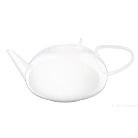 ASA 2016013 Measuring Table Ceramic Teapot with Strainer, White Gloss, 16,10 x 16,10 x 9.45 cm