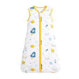 GudGmtoy Baby Sleeping Bag with Sleeveless 0.5 Tog Cotton Newborn Swaddle Wrap Blanket, Space Pattern Organic Cotton Wearable Sack for Waddles Kids Baby Sleeping Bag 12-18 months