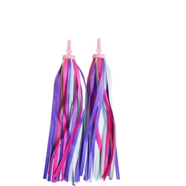 Taicols Kid's Bicycle Handlebar Streamers, 2 Pcs Bike Streamers, Children's Bicycle Tassels Scooters Rainbow Bike Streamers Handlebar Streamers Ribbon Bike Decoration for Bicycle Scooter Tricycle (A)