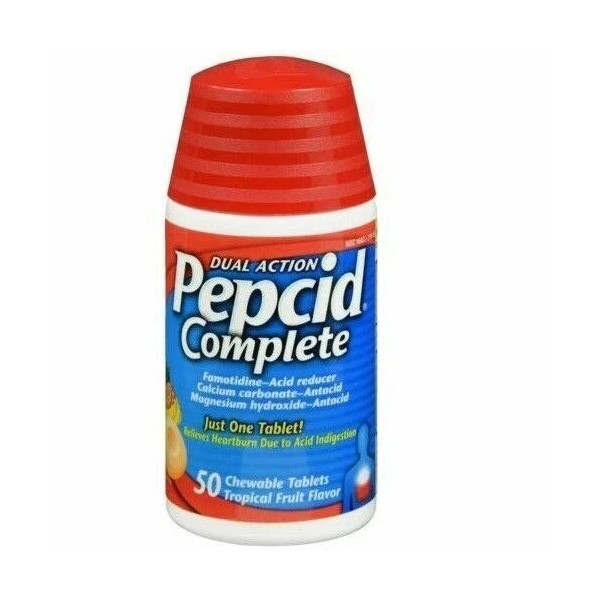 PEPCID COMPLETE 50 CHEWABLE *TROPICAL FRUIT* TABLETS EXP 12/2025+