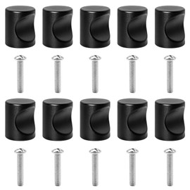 Forbabe Pack of 10 Furniture Knobs Black Single Hole Handle Aluminium Alloy Cabinet Knobs Chest of Drawers Drawer Knobs (20 x 25 mm)