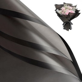 Duyasurs 20 Sheets Flower Bouquet Wrapping Paper, Waterproof Floral Wrapping for DIY Crafts, Wedding Valentine's Day, Birthday Gift, Florist Supplies Packaging Paper, 22.8x22.8IN, Translucent Black