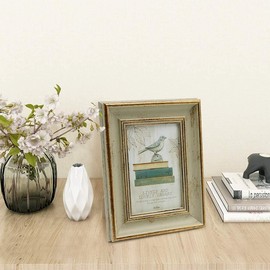 Afuly Vintage Photo Frame 4x6 in Gold and Antique Sage Green for Desk Wall Tabletop Gifts