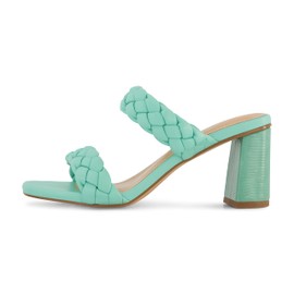 Dunes + CUSHIONAIRE Technology Women's Iris braided Heel Sandal +Memory Foam and Wide Widths Available, Aqua 11