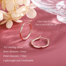 Loutade Hoop Earrings 925 Silver, 3 Pairs 925 Sterling Silver Hoop Earrings Set, Hypoallergenic Cartilage Round Hoop Earrings, 13/16/20 mm Unisex Hoop Earrings Silver Women's Earrings for Multiple Ear