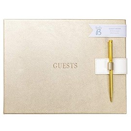 Busy B Wedding Guest Book - 64 page gold guest book with pen