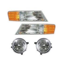 Headlight and Cornering Light Kit - 4 Piece Set - Compatible with 2007-2017 Jeep Patriot (Models without Automatic Leveling Headlights)