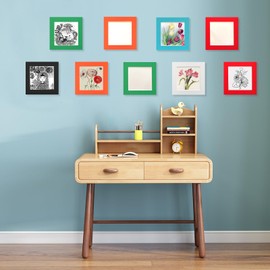 8x8（20x20cm Square Picture Frame Set of 6,Paperboard Photo Frames with Transparency Plastic Membrane,Multicolor,Width of Frame 2.5mm