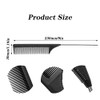 Pin Tail Comb, Rat Tail Combs, Black Carbon Fiber Parting