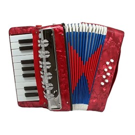 UC 104 Kids Piano Accordion 17 Keys 8 Bass, Red Perloid