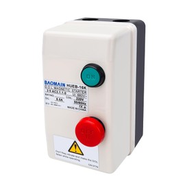 Baomain Magnetic Starter HUEB-16K AC 220V Coil 5.5-8.5A 3-Pole Push Button Control Motor