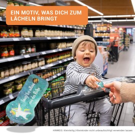 Code24 Dancing Unicorn Shopping Trolley Token Keyring with Shopping Chip and Key Finder, incl. Registration Code for Key Finding Service, Trolley Token with Tread Depth Gauge, Key Finder