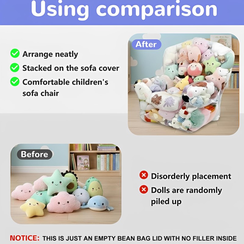 Clear Stuffed Animal Storage Chair for Kids, Extra Large Waterparoof