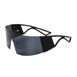 FEISEDY Oversized Flat Top Futuristic Wrap Sunglasses One Piece Goggles for Women Men Fashion Shades B4054