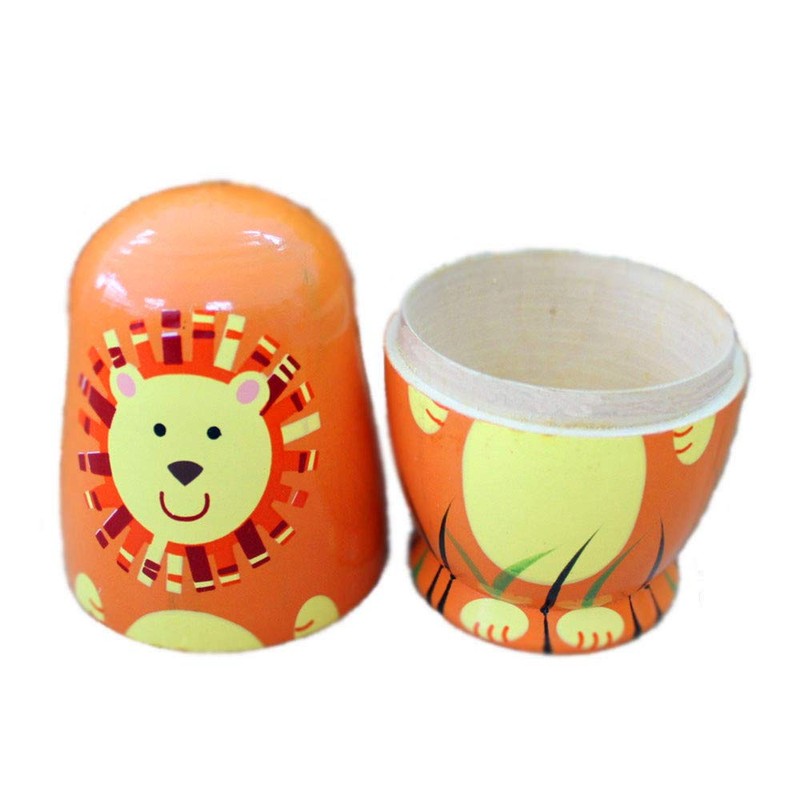Oostifun 5pcs Cartoon Cute Handmade Russian Nesting Doll Playsets Wooden