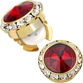 HAWSON Elegante funda de botón o gemelos para hombre o mujer en color oro de 18 quilates, joyas de vidrio o accesorios solo tarda 3 segundos en llevarlo en tu camisa., Metal, Enero-Granate