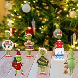 Miaija 6Pieces Grinch Hanging Decorations Christmas Tree Ornament Funny Winter Holiday Party Gifts for Xmas Tree Office Home School Christmas