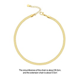 Tadipri Gold Choker Elegant Chain Made of Stainless Steel Adjustable Length 39/34 cm, 3 mm Snake Chain Men & Women Couple Jewellery Blade Chain Practical Design and Durable