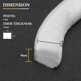 fowong Brush Seal Weather Stripping, 4.9 m(L) x9 mm(W) x 15mm(T), High Density Felt Door Brush Strip for Sliding Sash Door Window Wardrobe Seal