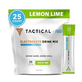 Fluid Tactical - 25 unidades de electrolitos en polvo sin azúcar  Limón y lima  Bebida lista para beber para viajes  Rehidratación extrema            