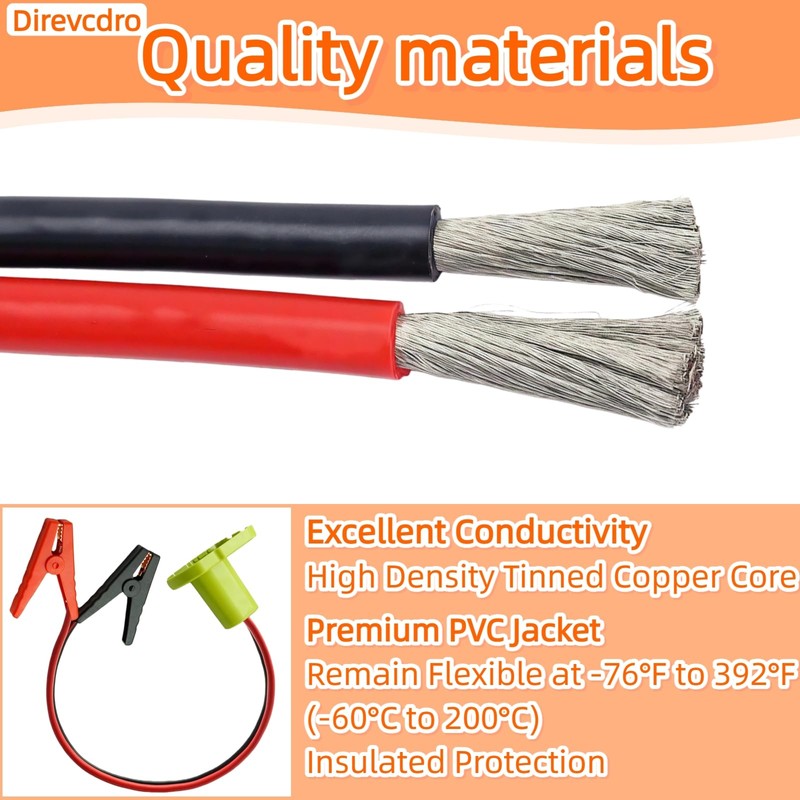 Jumper Cables Adapter Compatible with Ryobi 18V Battery, 2FT 12AWG